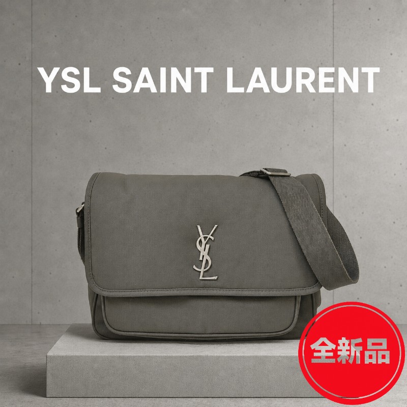 ❤️感恩月❤️折扣最後倒數至5/31‼️【全新】㊣✨YSL✨(附防塵袋)SAINT LAURENT 聖羅蘭 軍綠色 LAURENT Niki 帆布 郵差包 肩背包 斜背包/二手精品/保證正品🌳二手樹屋🌳-0