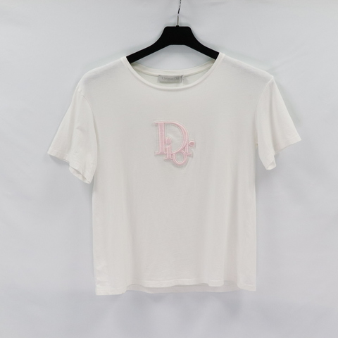 Dior 迪奧 童裝 白色 純棉 粉色LOGO 短袖上衣