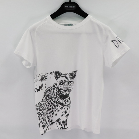 Dior 迪奧 Raymond Pettibon 童裝 白色 純棉 獵豹印花 短袖上衣
