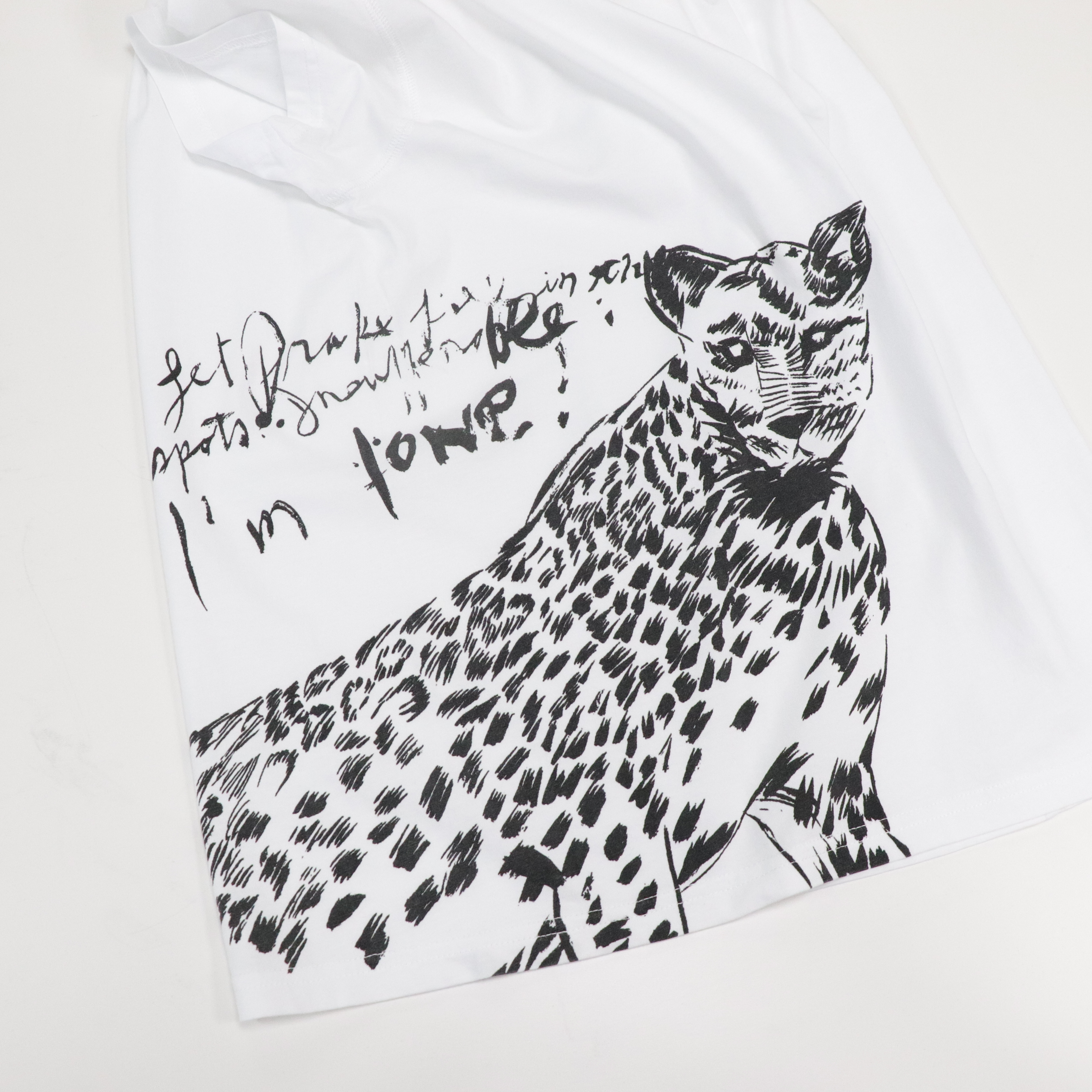 Dior 迪奧 Raymond Pettibon 童裝 白色 純棉 獵豹印花 短袖上衣-2