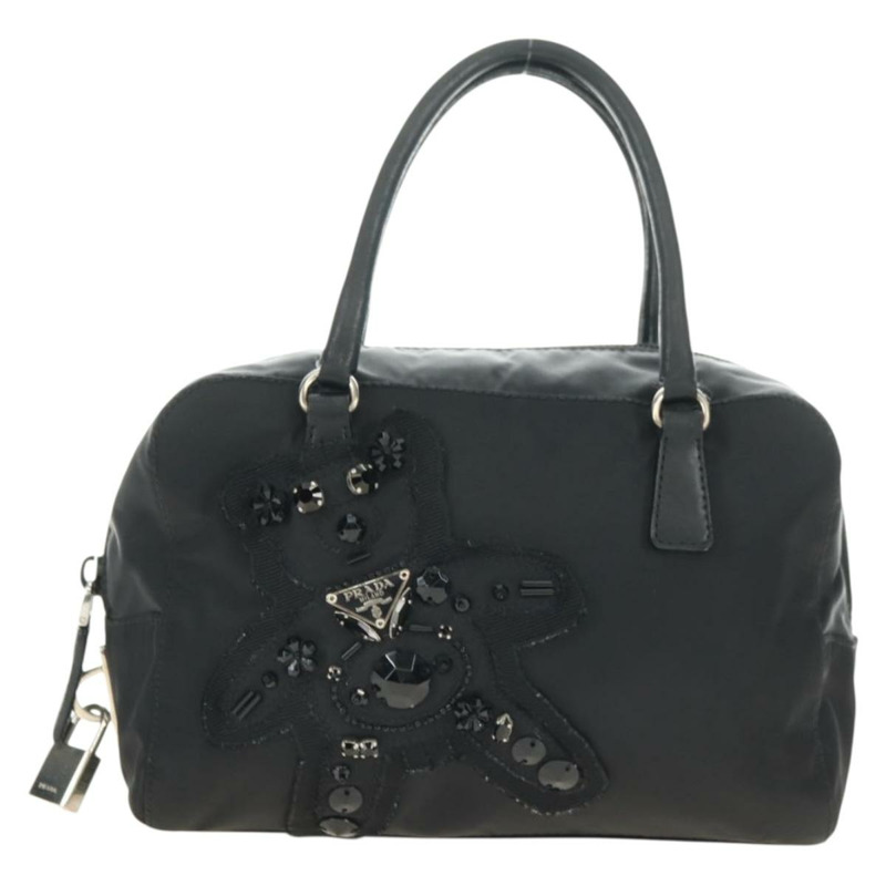 【日本直送】PRADA 尼龍手提包 黑色 銀色 正品 ki6652SM-12