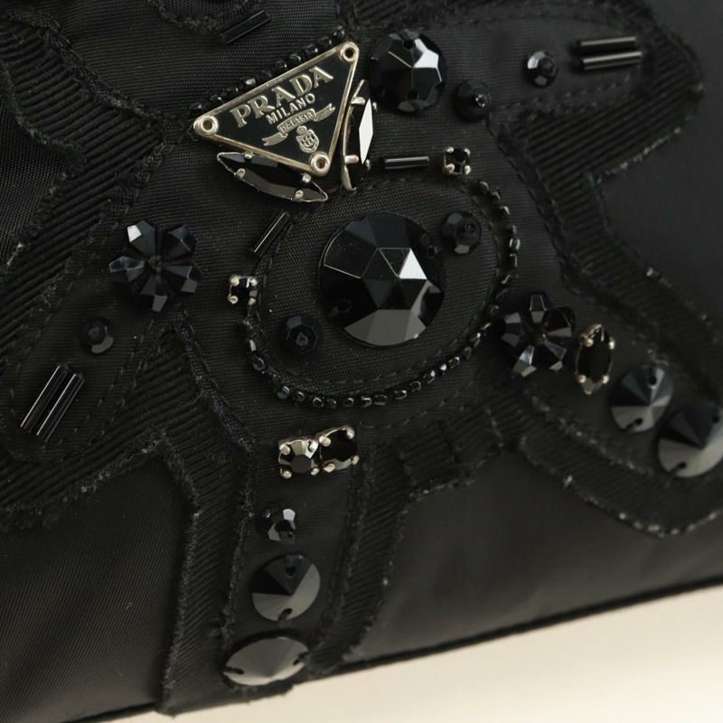 【日本直送】PRADA 尼龍手提包 黑色 銀色 正品 ki6652SM-18