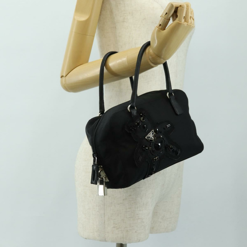 【日本直送】PRADA 尼龍手提包 黑色 銀色 正品 ki6652SM-24