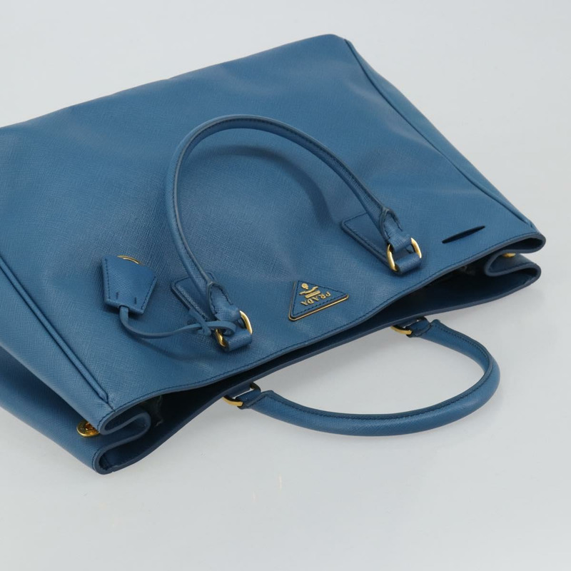 【日本直送】PRADA Galleria 手提包 Safiano 皮革 藍色 金色 正品 182011V-5