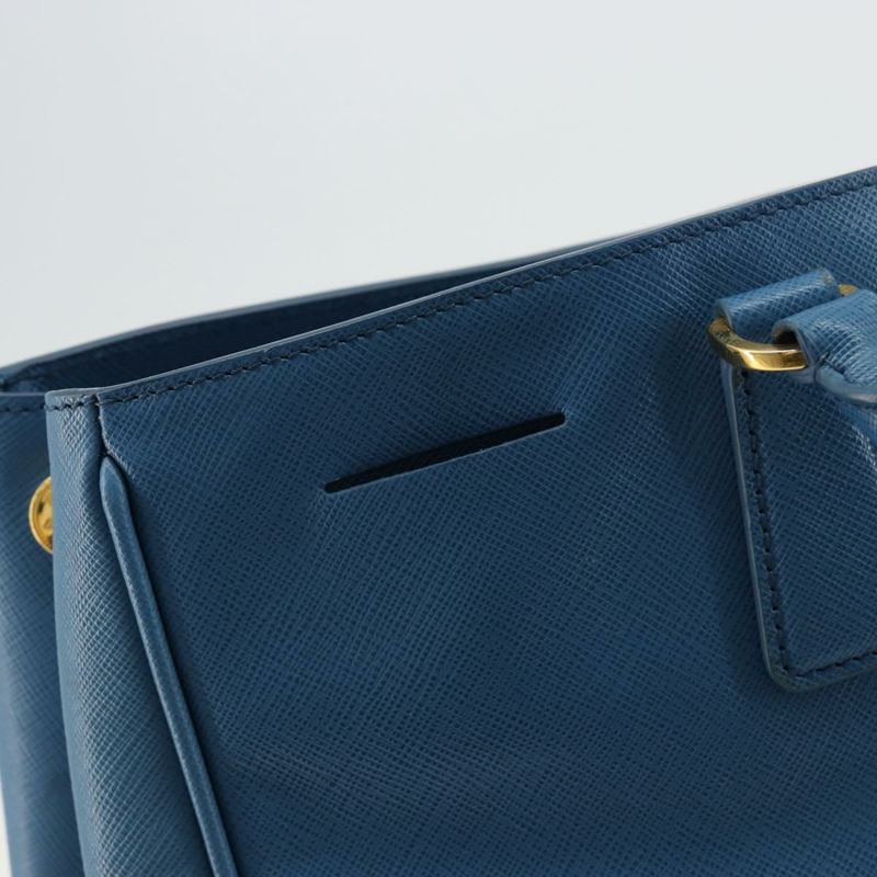 【日本直送】PRADA Galleria 手提包 Safiano 皮革 藍色 金色 正品 182011V-8