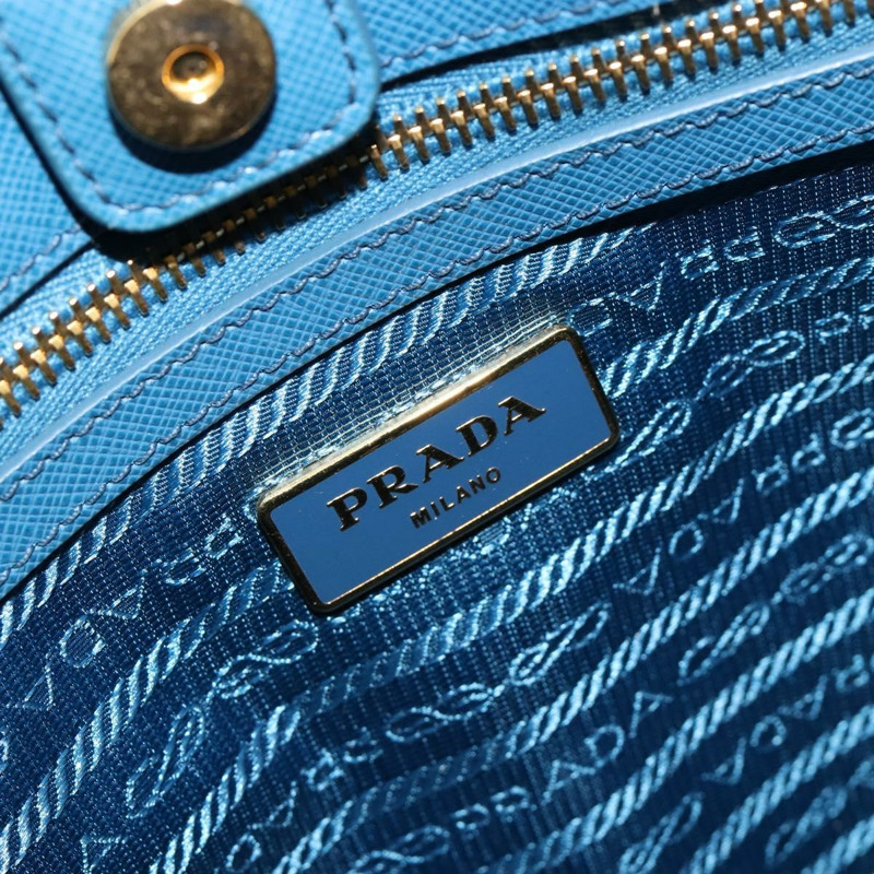 【日本直送】PRADA Galleria 手提包 Safiano 皮革 藍色 金色 正品 182011V-19