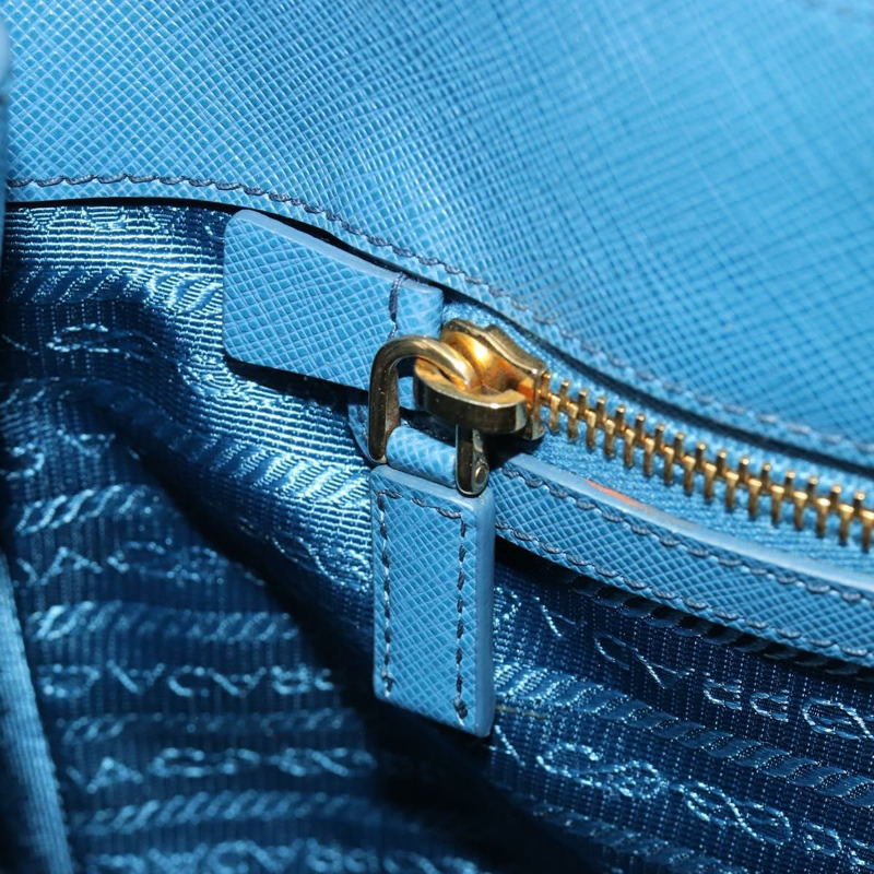 【日本直送】PRADA Galleria 手提包 Safiano 皮革 藍色 金色 正品 182011V-22