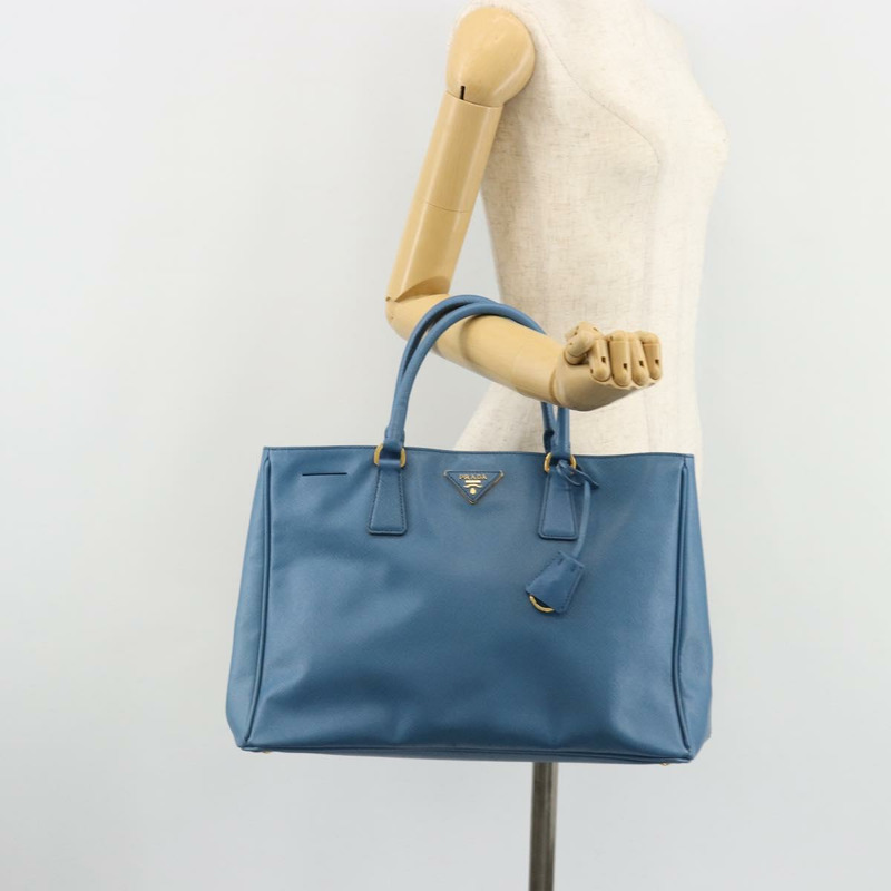 【日本直送】PRADA Galleria 手提包 Safiano 皮革 藍色 金色 正品 182011V-24