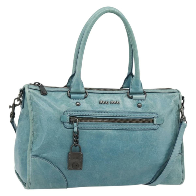【日本直送】Miu Miu 手提包 皮革 兩用 綠色 正品 178911SAM-0