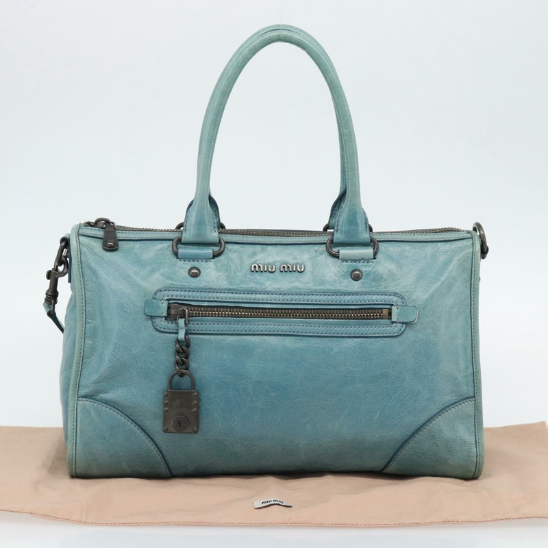 【日本直送】Miu Miu 手提包 皮革 兩用 綠色 正品 178911SAM-11