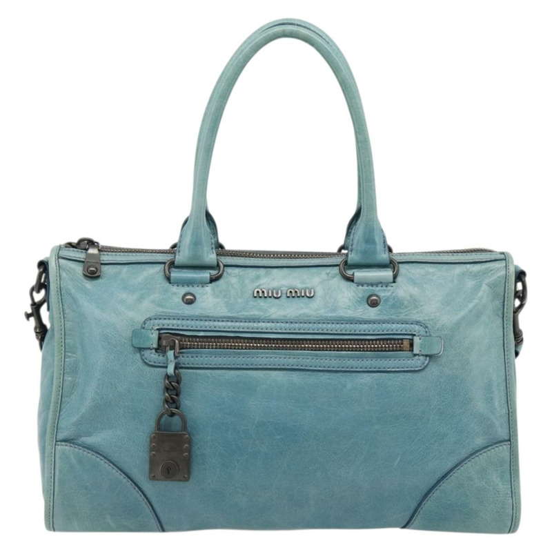 【日本直送】Miu Miu 手提包 皮革 兩用 綠色 正品 178911SAM-12