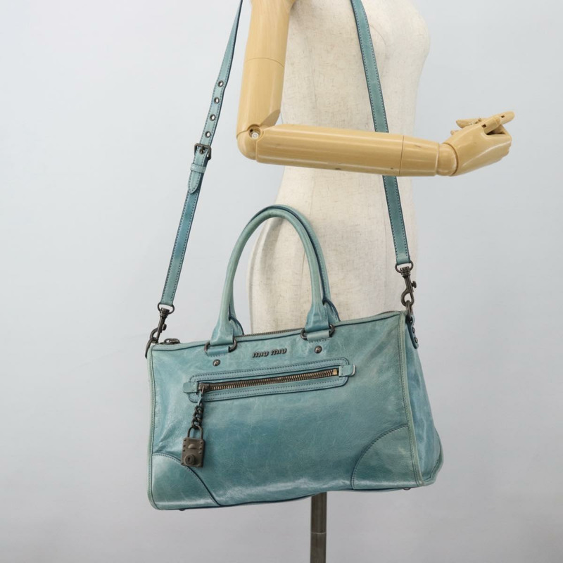 【日本直送】Miu Miu 手提包 皮革 兩用 綠色 正品 178911SAM-28