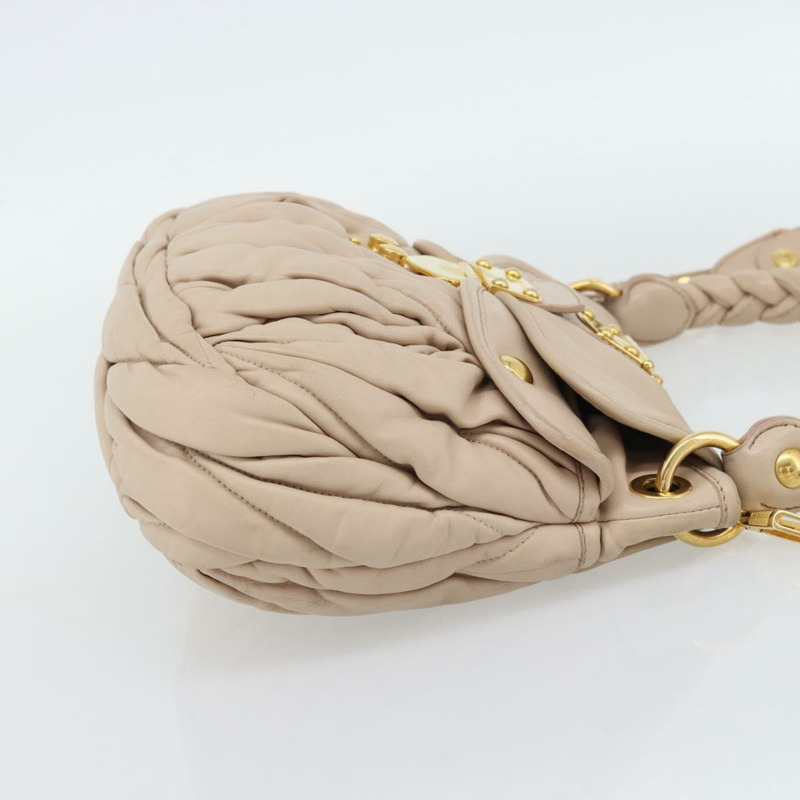 【日本直送】Miu Miu Matelasse 手提包 皮革 2way 粉紅金配色 正品 182017A-3