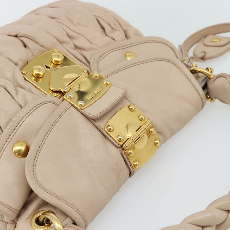 【日本直送】Miu Miu Matelasse 手提包 皮革 2way 粉紅金配色 正品 182017A-5