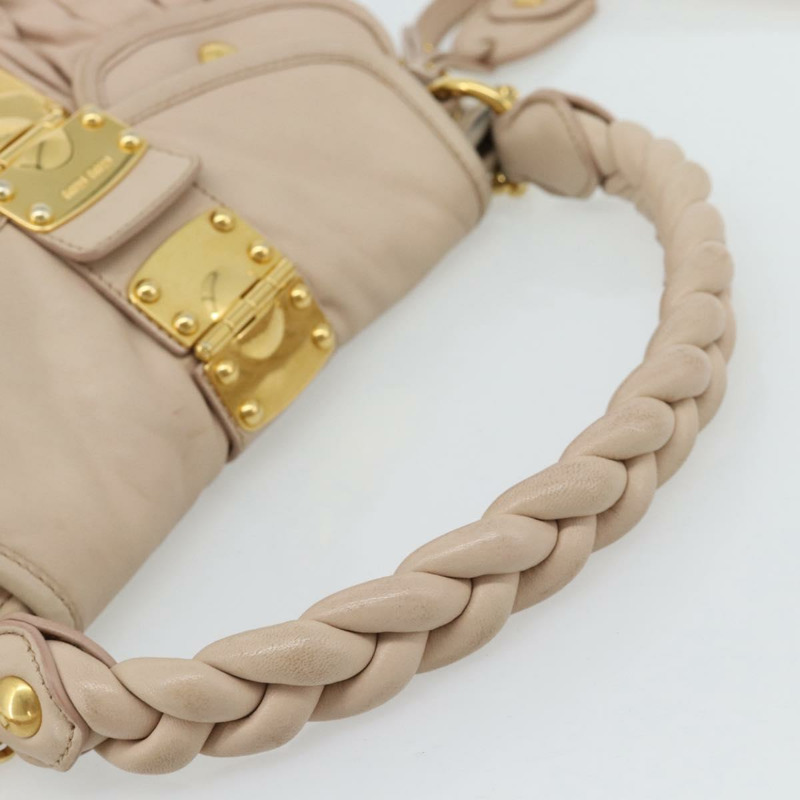 【日本直送】Miu Miu Matelasse 手提包 皮革 2way 粉紅金配色 正品 182017A-6