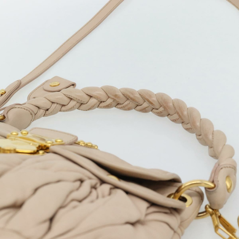 【日本直送】Miu Miu Matelasse 手提包 皮革 2way 粉紅金配色 正品 182017A-7