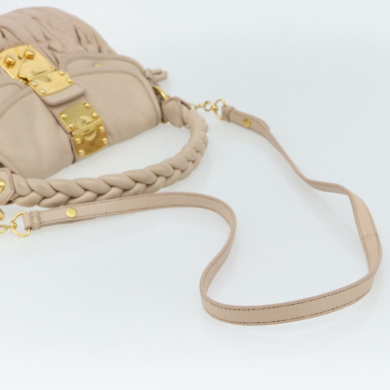 【日本直送】Miu Miu Matelasse 手提包 皮革 2way 粉紅金配色 正品 182017A-8