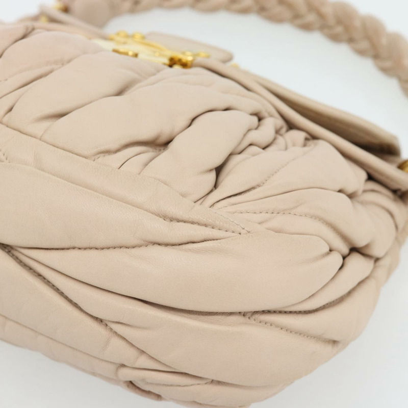 【日本直送】Miu Miu Matelasse 手提包 皮革 2way 粉紅金配色 正品 182017A-14