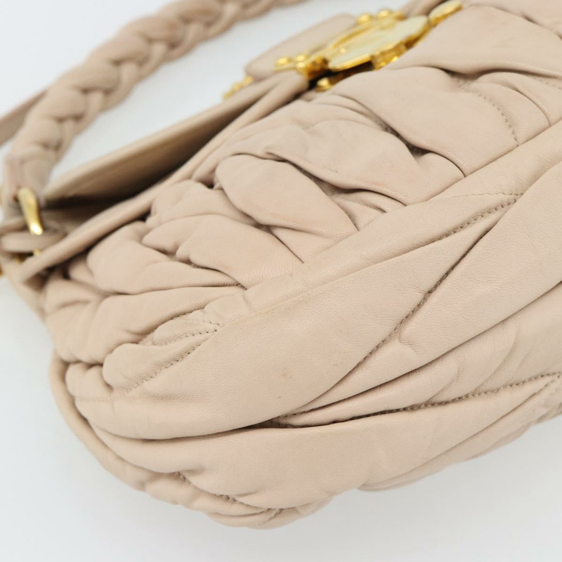 【日本直送】Miu Miu Matelasse 手提包 皮革 2way 粉紅金配色 正品 182017A-15