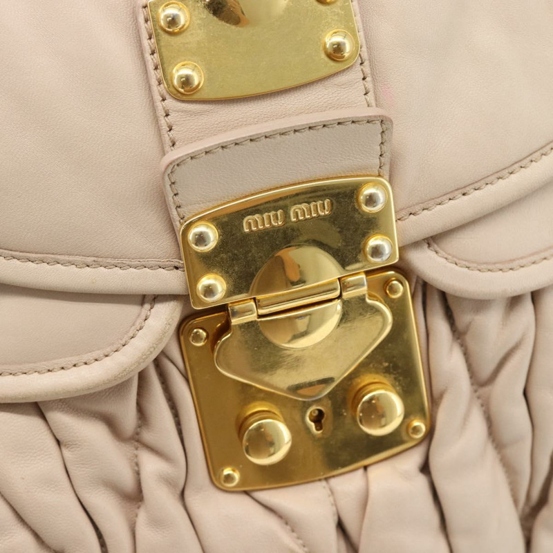 【日本直送】Miu Miu Matelasse 手提包 皮革 2way 粉紅金配色 正品 182017A-18
