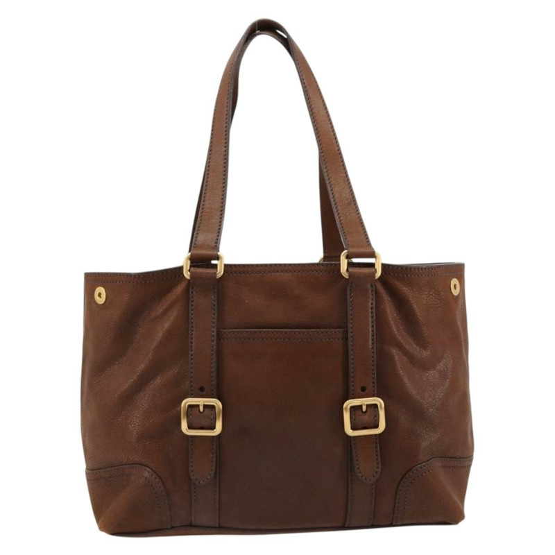 【日本直送】PRADA 棕色金色皮革手提包,正品編號 182194V-1
