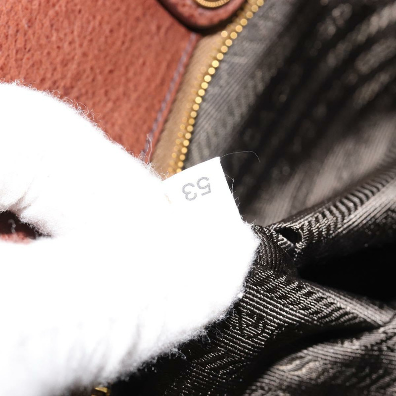 【日本直送】PRADA 棕色金色皮革手提包,正品編號 182194V-10