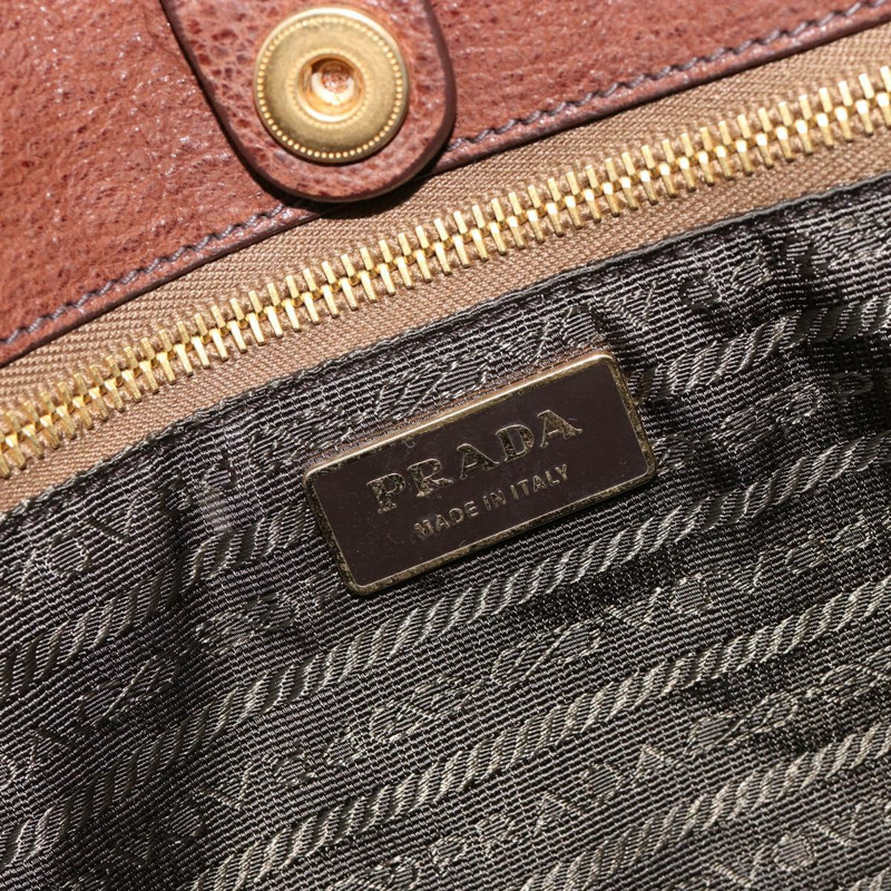 【日本直送】PRADA 棕色金色皮革手提包,正品編號 182194V-18