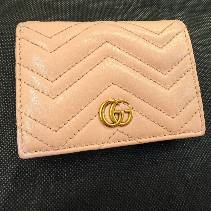 Gucci粉牛皮迷你短夾-6