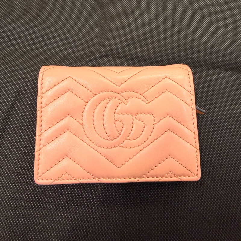 Gucci粉牛皮迷你短夾-8