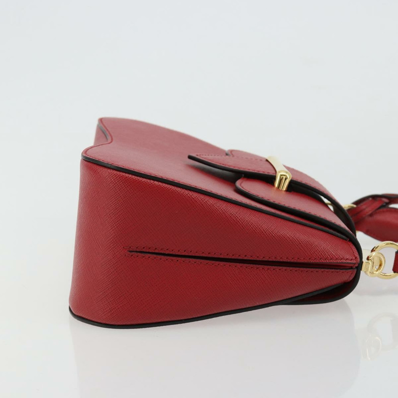 【日本直送】PRADA 手提包 Safiano 皮革 2way 紅色金色 Auth 181893V-2