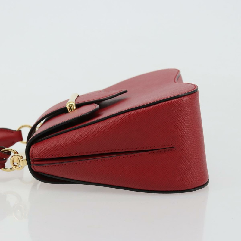 【日本直送】PRADA 手提包 Safiano 皮革 2way 紅色金色 Auth 181893V-3