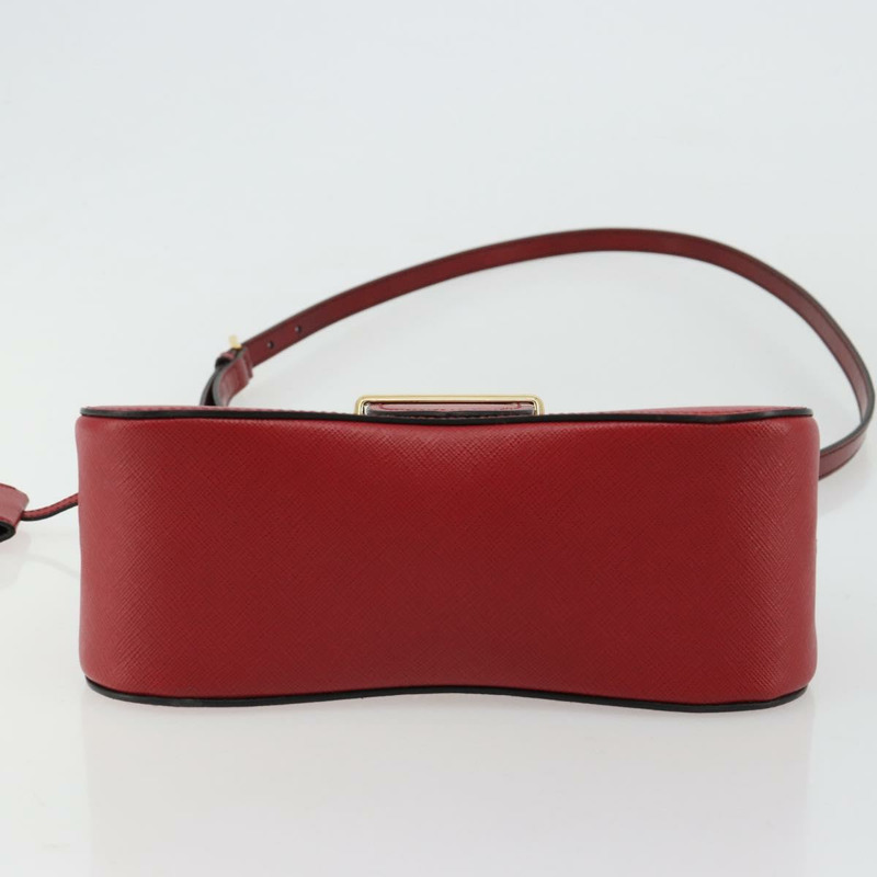 【日本直送】PRADA 手提包 Safiano 皮革 2way 紅色金色 Auth 181893V-4