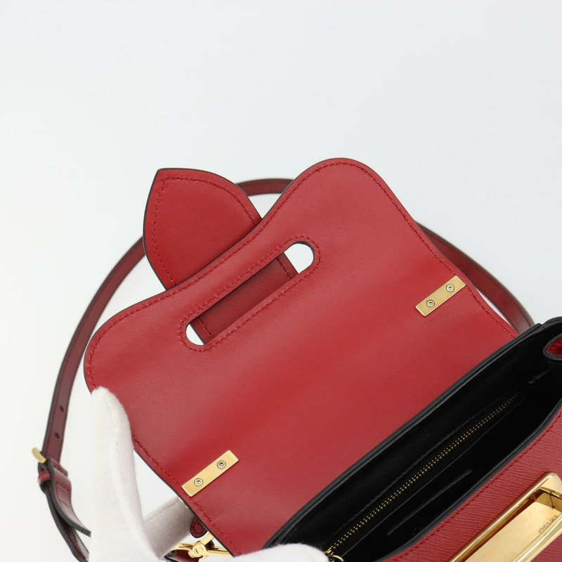 【日本直送】PRADA 手提包 Safiano 皮革 2way 紅色金色 Auth 181893V-21