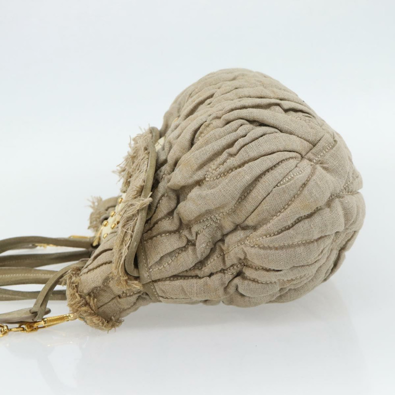 【日本直送】Miu Miu Matelasse 手袋 帆布 兩用 米色 金 正品 181934A-2