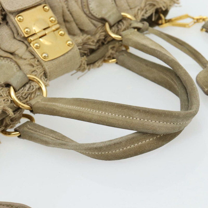 【日本直送】Miu Miu Matelasse 手袋 帆布 兩用 米色 金 正品 181934A-6