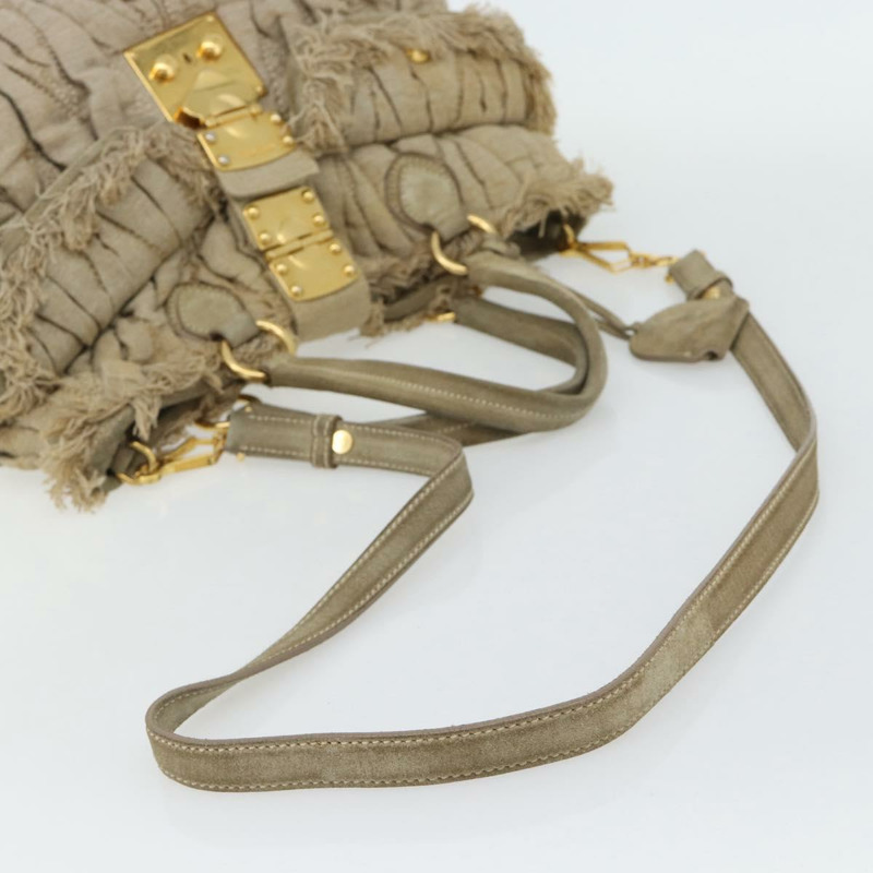 【日本直送】Miu Miu Matelasse 手袋 帆布 兩用 米色 金 正品 181934A-7