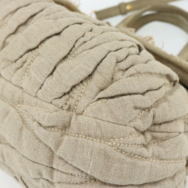 【日本直送】Miu Miu Matelasse 手袋 帆布 兩用 米色 金 正品 181934A-8