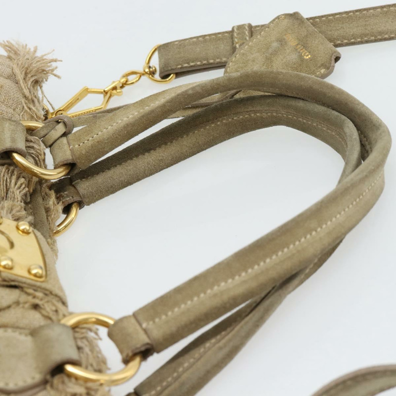 【日本直送】Miu Miu Matelasse 手袋 帆布 兩用 米色 金 正品 181934A-13