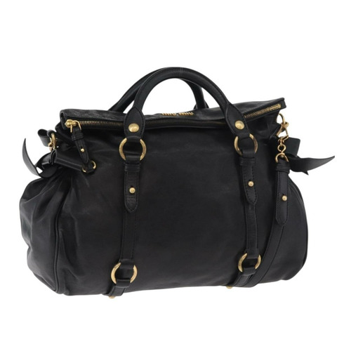 Miu Miu 手提包 皮革 兩用 黑色 金色 正品 yk20440SAM
