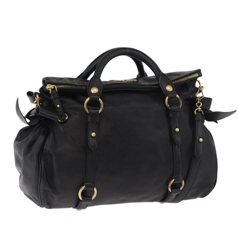 【日本直送】Miu Miu 手提包 皮革 兩用 黑色 金色 正品 yk20440SAM-0