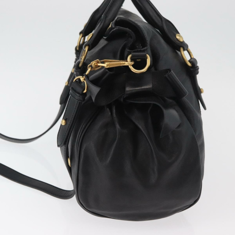 【日本直送】Miu Miu 手提包 皮革 兩用 黑色 金色 正品 yk20440SAM-2
