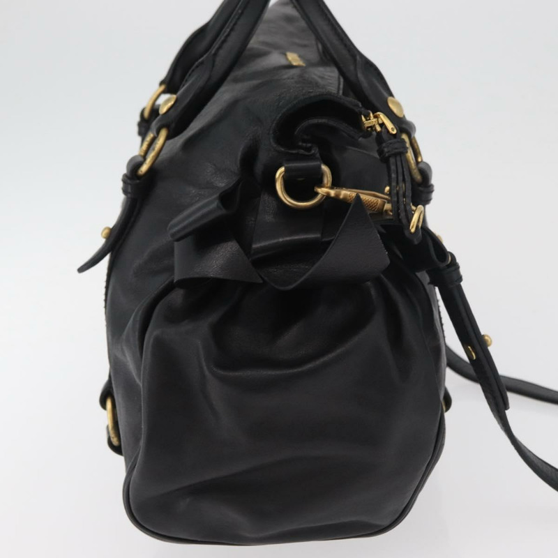 【日本直送】Miu Miu 手提包 皮革 兩用 黑色 金色 正品 yk20440SAM-3
