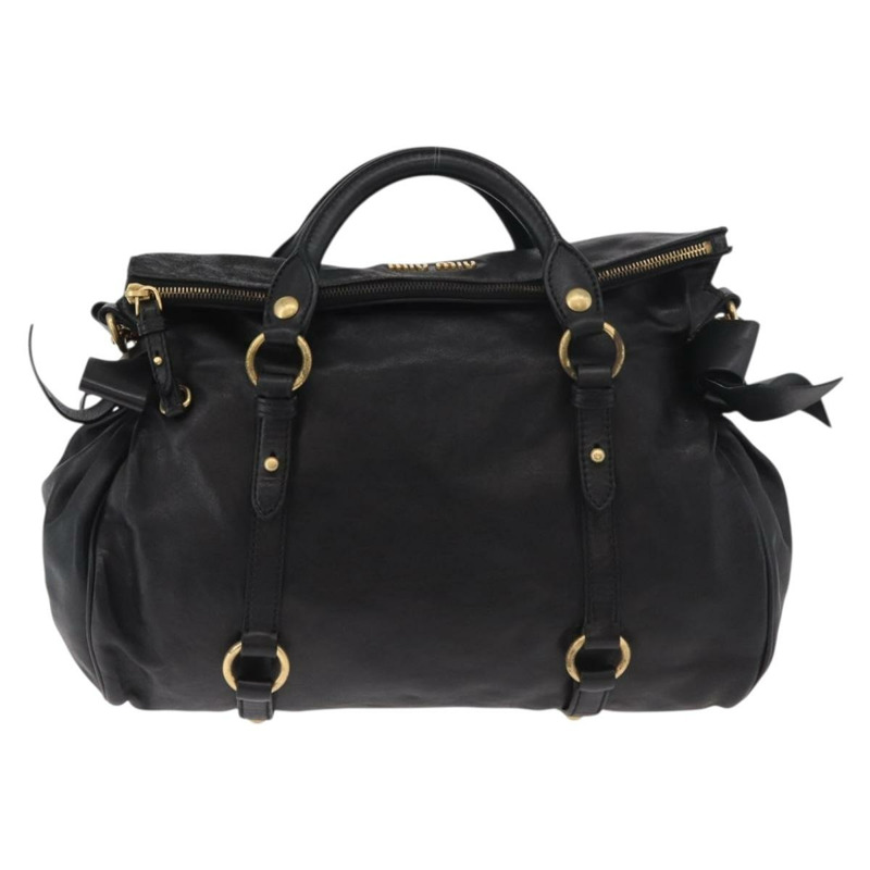 【日本直送】Miu Miu 手提包 皮革 兩用 黑色 金色 正品 yk20440SAM-12