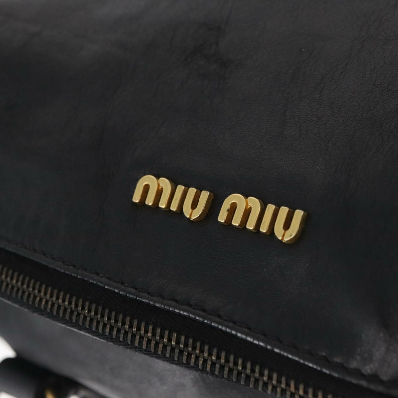 【日本直送】Miu Miu 手提包 皮革 兩用 黑色 金色 正品 yk20440SAM-18