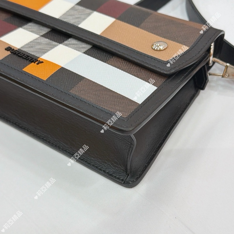 莉亞精品♡ Burberry 格紋彩色翻蓋斜背包 二手-5