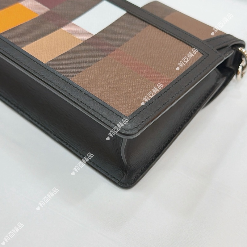 莉亞精品♡ Burberry 格紋彩色翻蓋斜背包 二手-10