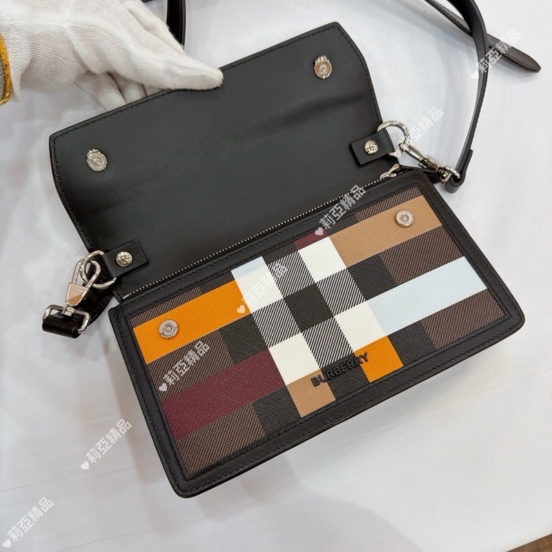 莉亞精品♡ Burberry 格紋彩色翻蓋斜背包 二手-12