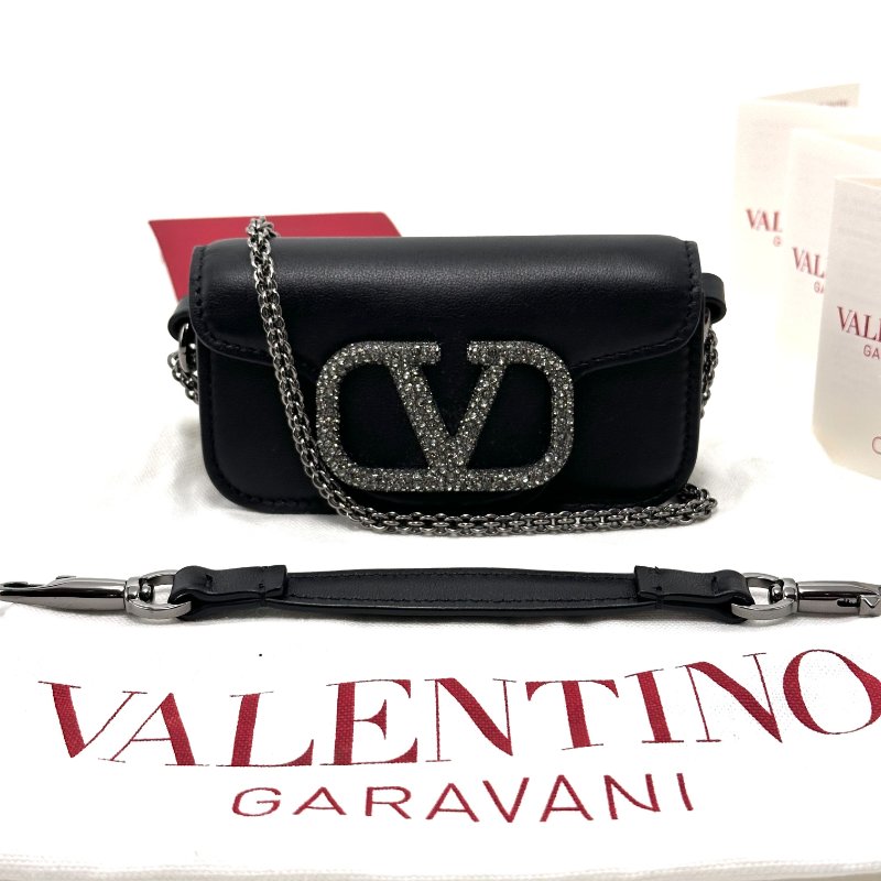 VALENTINO 黑色迷你星鑽logo 手提斜背包13*7.5*4.5 98新配件塵袋-2