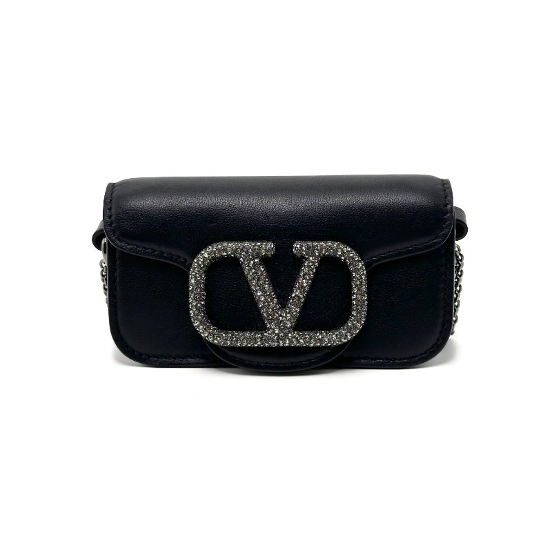 VALENTINO 黑色迷你星鑽logo 手提斜背包13*7.5*4.5 98新配件塵袋-7