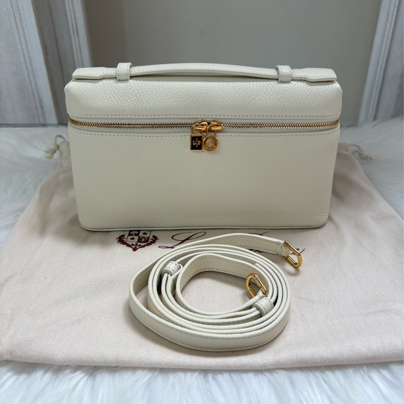 Loro Piana LP19手提單肩飯盒包 白金色 (二代扣)-0
